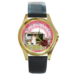 love - Round Gold Metal Watch love - Round Gold Metal Watch
