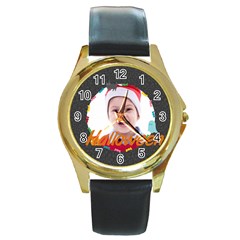 halloween - Round Gold Metal Watch