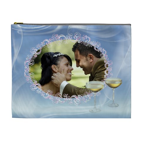 Misty Blue Cosmetic Bag (xl) By Deborah Front