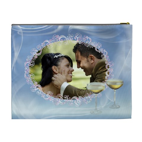 Misty Blue Cosmetic Bag (xl) By Deborah Back