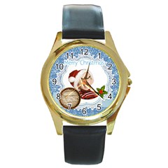 xmas - Round Gold Metal Watch