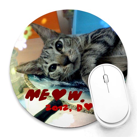 Meow By Dove 8 x8  Round Mousepad - 1