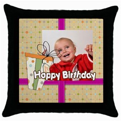 happy birthday - Throw Pillow Case (Black)