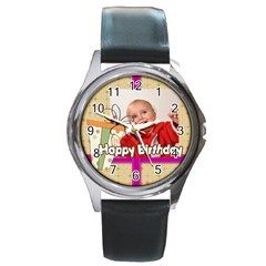 happy birthday - Round Metal Watch