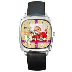 happy birthday - Square Metal Watch happy birthday - Square Metal Watch