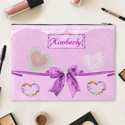 Pink Layered Cosmetic Bag (xl) By Kim Blair Back