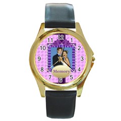 memory - Round Gold Metal Watch