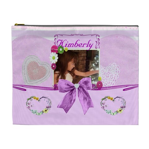 Pink Layered Cosmetic Bag  2 (xl) By Kim Blair Front
