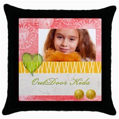 kids - Throw Pillow Case (Black)