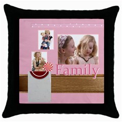 family - Throw Pillow Case (Black)