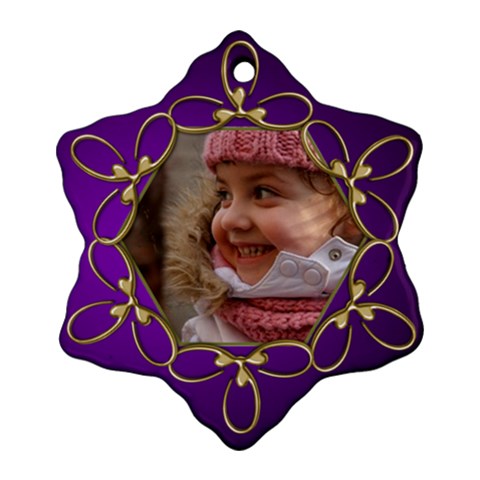 Purple And Gold Snowflake Ornament By Deborah Front