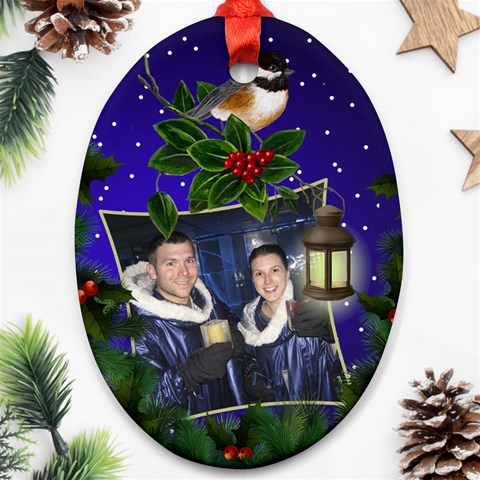 Christmas Cheer Oval Ornament By Deborah Front