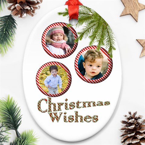 Christmas Wishes Oval Ornament By Deborah Front
