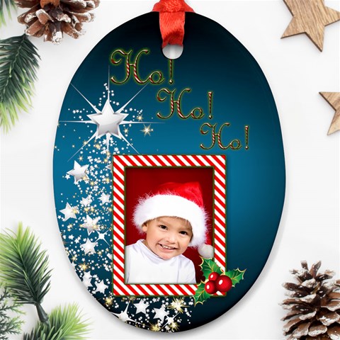 Ho Ho Ho Oval Ornament By Deborah Front