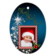 Ho Ho Ho Oval Christmas Ornament (2 sided) - Oval Ornament (Two Sides)