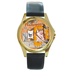 halloween - Round Gold Metal Watch