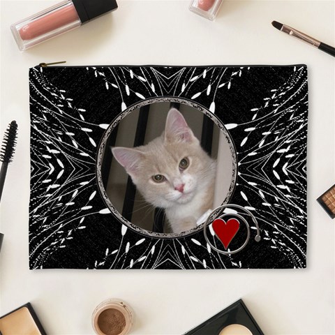 Black White Design Xl Cosmetic Bag By Lil Front