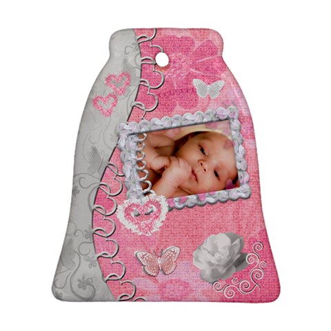 Spring Pink Baby Love Bell Ornament By Ellan Front