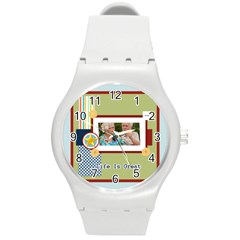 life is great - Round Plastic Sport Watch (M)