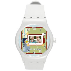 life is great - Round Plastic Sport Watch (M)