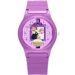 purple girl - Round Plastic Sport Watch (S)