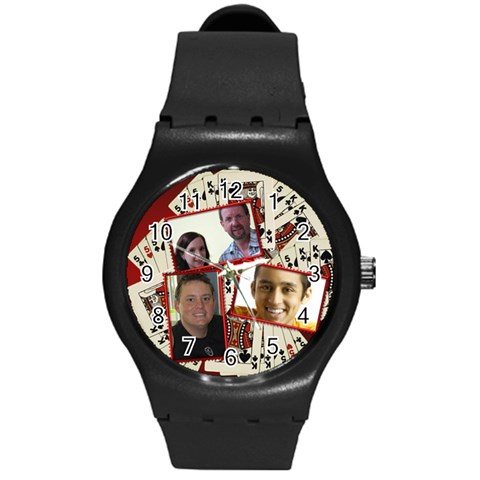 Cards Anyone Round Plastic Sport Watch Medium By Deborah Front