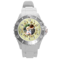 No 1 Dad Round Plastic Sport Watch Large - Round Plastic Sport Watch (L)