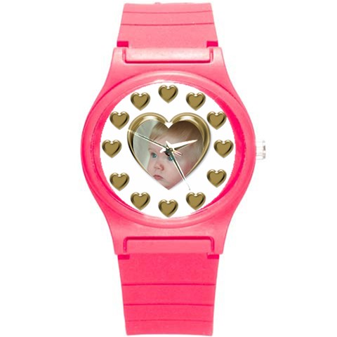 Heart Round Plastic Sport Watch Small By Deborah Front