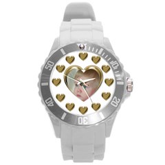 Hearts Round Plastic Sport Watch Large - Round Plastic Sport Watch (L)