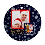 Santa Rudolf Penguin 2012 Double Sided ornament - Round Ornament (Two Sides)