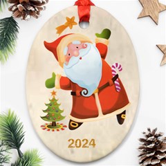 Santa Merry Christmas 2012 Oval double side ornament - Oval Ornament (Two Sides)