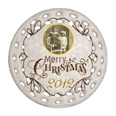Merry Christmas 2012 double sided filigree ornament - Round Filigree Ornament (Two Sides)