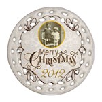Merry Christmas 2012 double sided filigree ornament - Round Filigree Ornament (Two Sides)