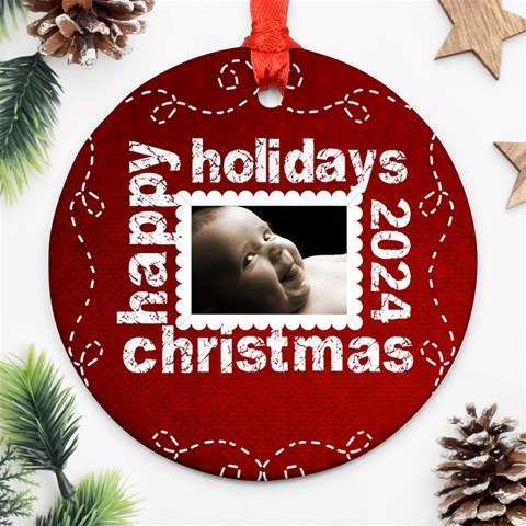 Happy Holidays Christmas 2012 Ornament 2 By Catvinnat Front