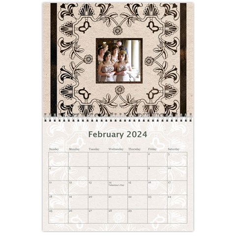 Twin Hearts Neutral Wedding Celebration Calendar 2024 By Catvinnat Feb 2024