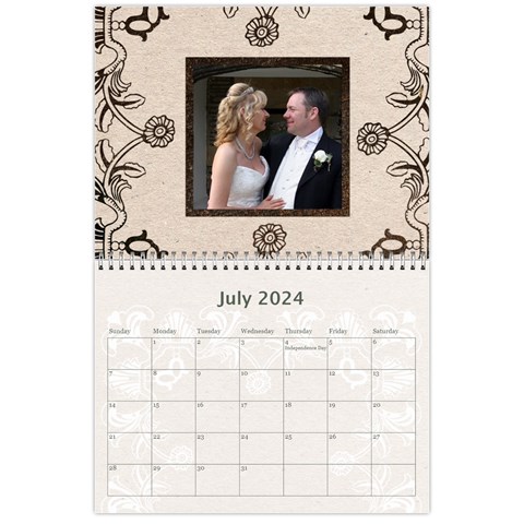 Twin Hearts Neutral Wedding Celebration Calendar 2024 By Catvinnat Jul 2024