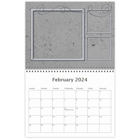 Simple Silver 2024 Calendar By Catvinnat Feb 2024