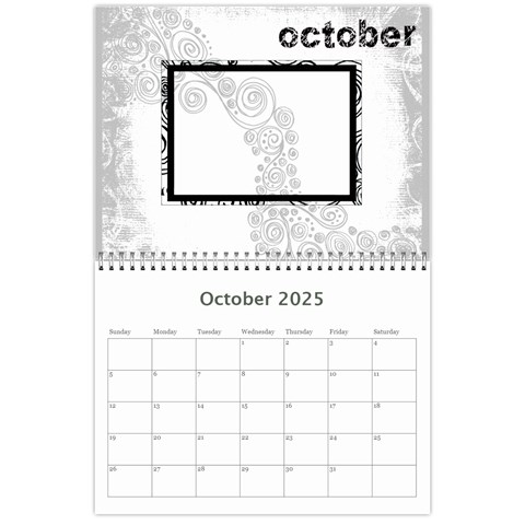 Faded Glory Monochrome 2025 Calendar By Catvinnat Oct 2025