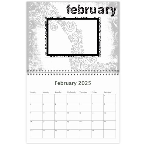 Faded Glory Monochrome 2025 Calendar By Catvinnat Feb 2025