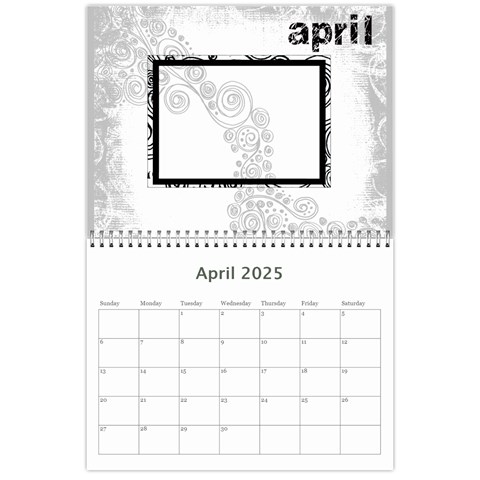 Faded Glory Monochrome 2025 Calendar By Catvinnat Apr 2025