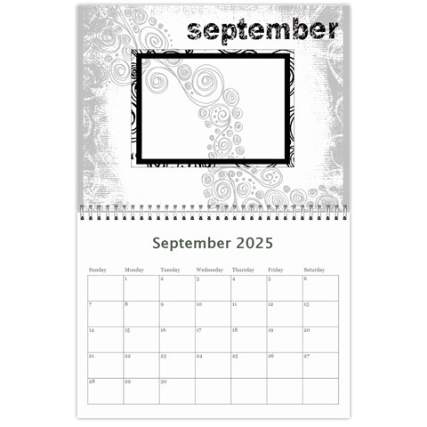 Faded Glory Monochrome 2025 Calendar By Catvinnat Sep 2025
