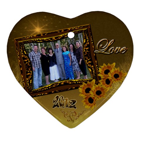 Gold Love Sunflower Heart Ornament By Ellan Front