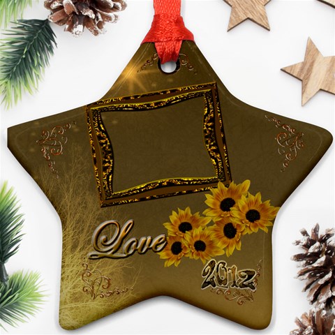 Gold Love Sunflower Star Ornament By Ellan Front