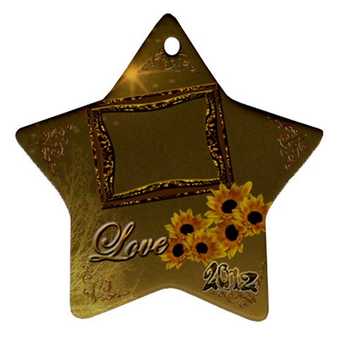 Gold Love Sunflower Star Ornament By Ellan Front