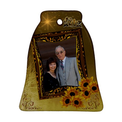 Gold Sunflower Meg Cliff Bell Ornament By Ellan Front