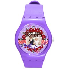 happy memonts - Round Plastic Sport Watch (M)