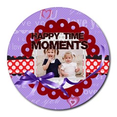happy memonts - Collage Round Mousepad happy memonts - Collage Round Mousepad