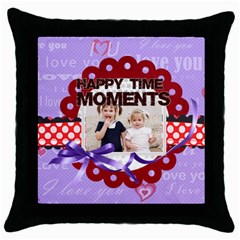 happy memonts - Throw Pillow Case (Black)