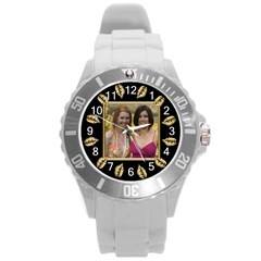 Gold Leaf Round Plastic Sport Watch Large - Round Plastic Sport Watch (L)