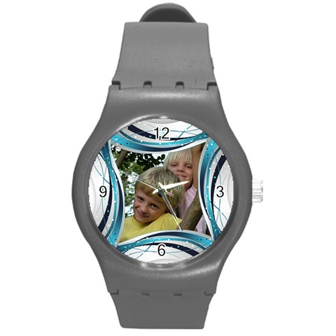 Blue And Silver Plastic Sport Watch Medium By Deborah Front
